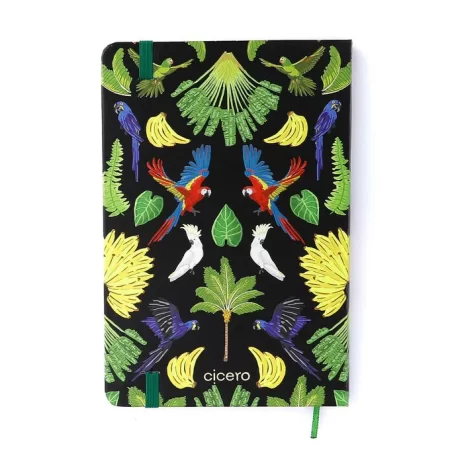 Caderneta Ciceros Pássaros Pontado 14X21 Floresta Tropical Preto